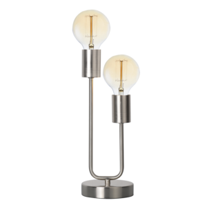 Brightstar TL651 Satin Metal Table Lamp, 2x40W ES, 320mm Height