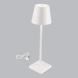 Brightstar TL664 White Rechargeable Dimmable LED Metal Table Lamp, 380mm