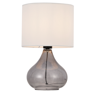Brightstar TL674 Smoke Glass Table Lamp with Beige Shade