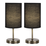 Brightstar TL680 Antique Brass Table Lamps with Black Fabric Shade (Twin Pack, 280mm Height)