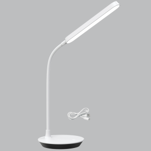 Brightstar TL685 White Rechargeable LED Table Lamp with Flexible Arm, Touch Control, and USB-C Charging