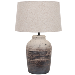 Brightstar TL826 Stone Ceramic Table Lamp with Hessian Fabric Shade