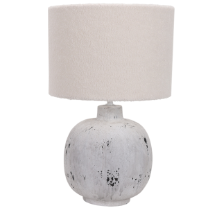 Brightstar TL829 Grey Stone Ceramic Table & Floor Lamp with Cream Fabric Shade