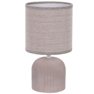 Brightstar TL830 Brown Ribbed Ceramic Table Lamp with Fabric Shade