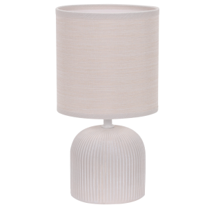 Brightstar TL832 Beige Ribbed Ceramic Table Lamp with Fabric Shade