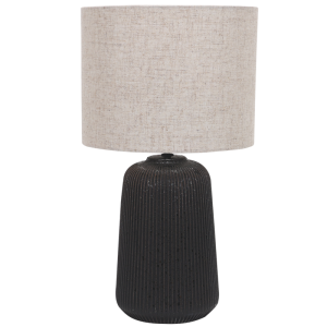 Brightstar TL839 Black Ceramic Table Lamp with Hessian Fabric Shade