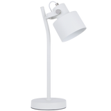 Brightstar TL852 White Metal Table Lamp with Moveable Head, Sand White and Satin Chrome Finish