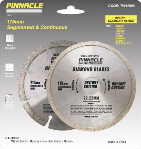 Diamond Blade Set 2Pce Cont. + Segm. 115Mm Pinnacle