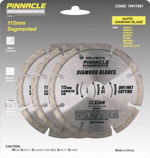 Diamond Blade Set 3Pce Segmented 115Mm Pinnacle