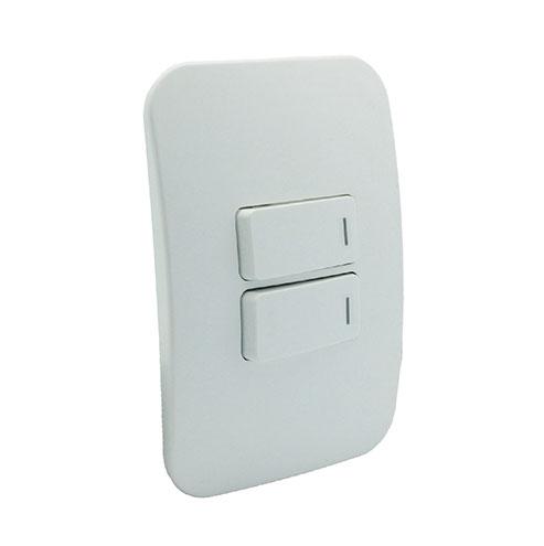 Veti 1 Two Lever One-Way Horizontal Light Switch - White Modules