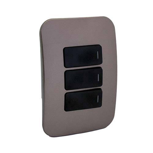Veti 1 Three Lever One-Way Light Switch - Black Modules