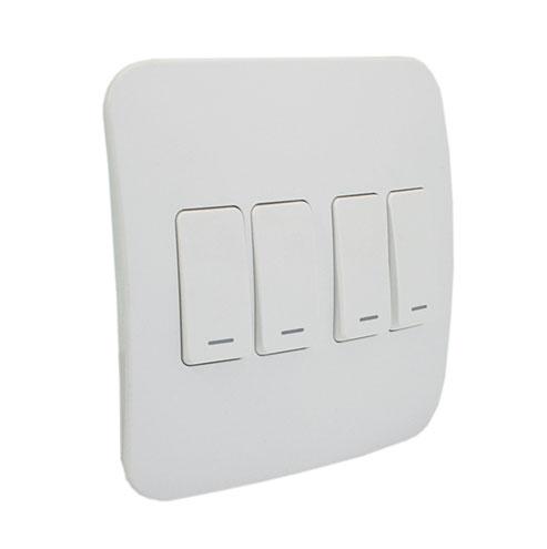 Veti 1 Four Lever One-Way Light Switch - White Modules