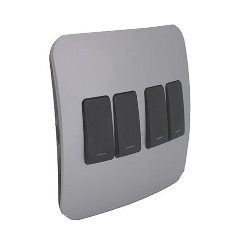 Veti 1 Four Lever One-Way Light Switch - Black Modules