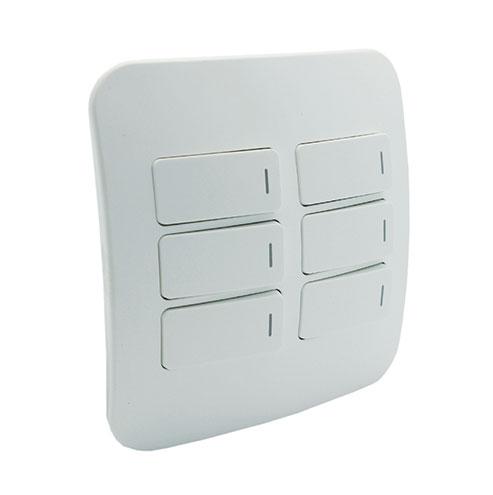 Veti 1 Six Lever One-Way Light Switch - White Modules
