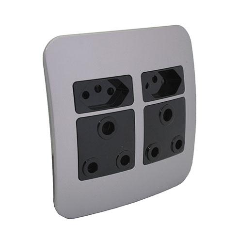 Veti 1 Double Rsa And V-Slim Socket Outlet - Black Modules