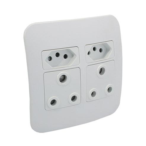 Veti 1 Double Rsa And V-Slim Socket Outlet - White Modules