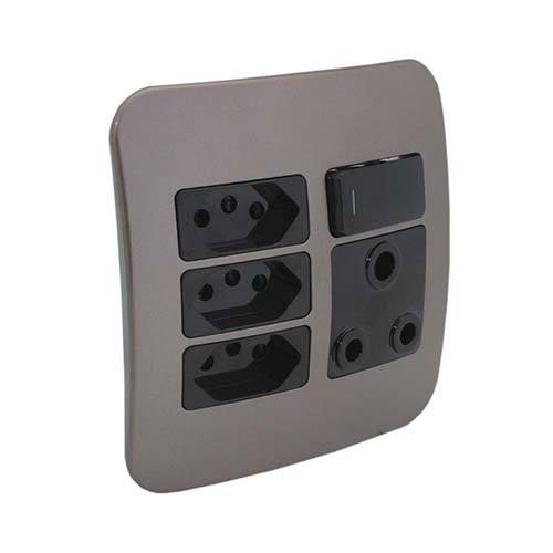 Veti 1 Single Rsa And Triple V-Slim Socket Outlet - Black Modules