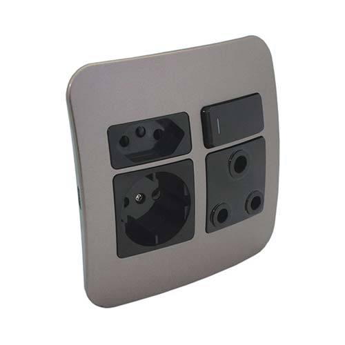VETi 1 Single RSA, Schuko and V-Slim Socket Outlet - Black modules