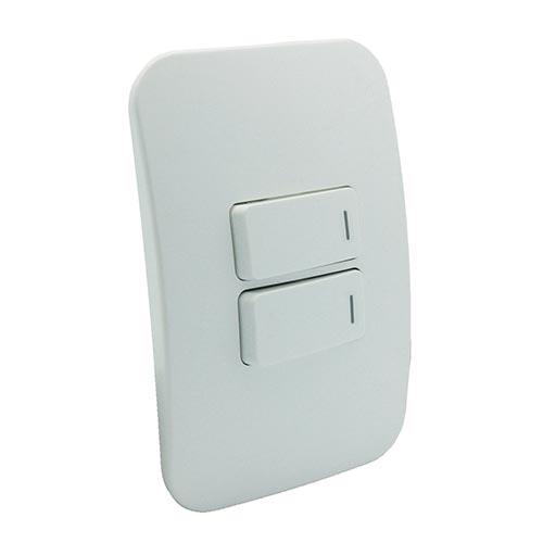 Veti 1 Two Lever One-Way Horizontal Light Switch With Locator - White Modules