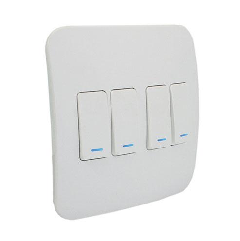 Veti 1 Four Lever One-Way Light Switch With Locator - White Modules