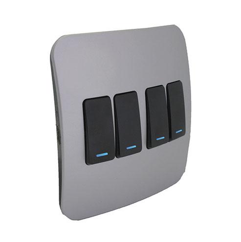 Veti 1 Four Lever One-Way Light Switch With Locator - Black Modules