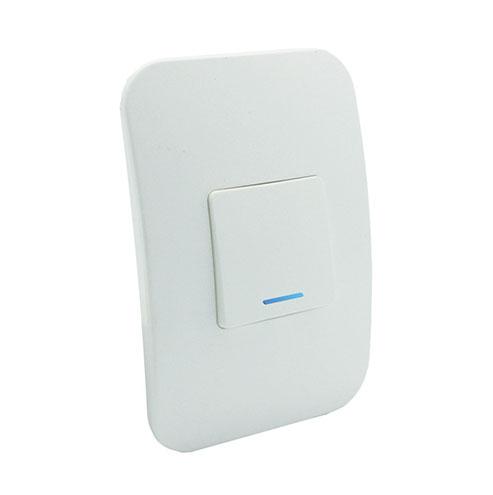 Veti 1 One Lever One-Way Light Switch With Locator - White Double Module
