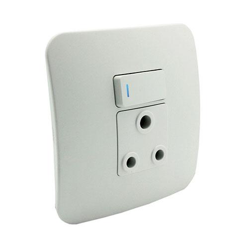 Veti 1 Single Switched Socket Outlet With Indicator - 100 X 100Mm - White Modules