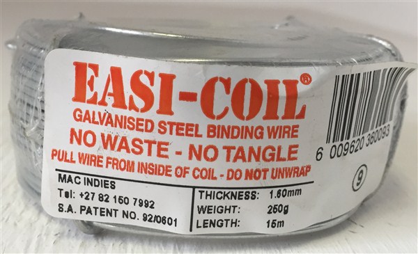 Wire Galv Easicoil 250Gr #09 1.60Mm 15Mt