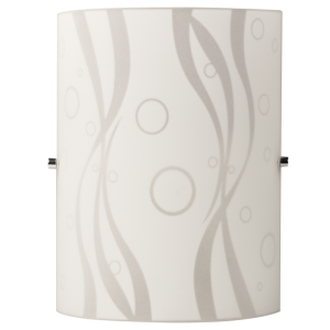 Brightstar WB078/1 White Patterned Glass Wall Bracket with Polished Chrome Clips