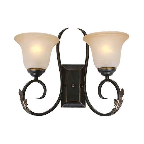 Metal Wall Bracket With Faded Amber Glass