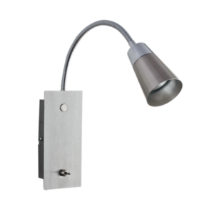 Brightstar Polished and Satin Chrome Wall Bracket with Gooseneck Arm and Switch