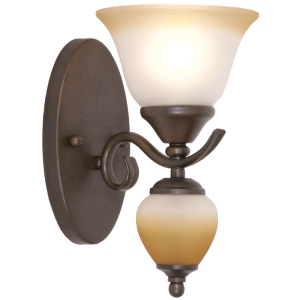 Brightstar WB108/1 RUST Metal Wall Bracket with Faded Brown Glass