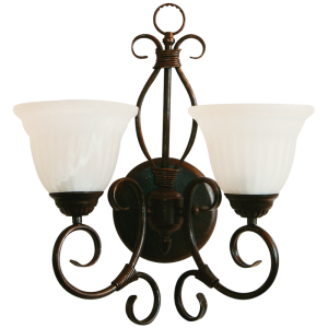 Brightstar WB1470/2 Old Gold Metal Wall Bracket with Alabaster Glass (2 x 60W ES)