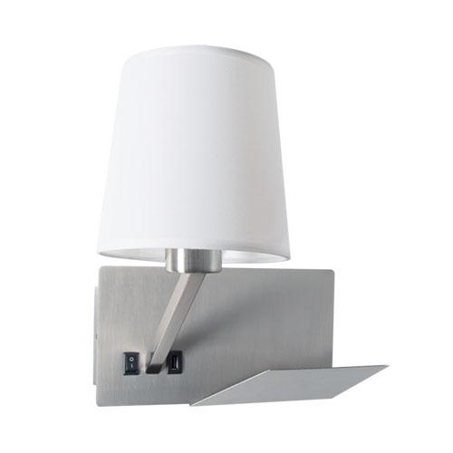 Satin Chrome Wall Light With Usb