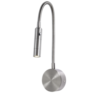 Brightstar WB217 Satin Chrome LED Wall Light with Flexible Gooseneck Arm and Switch