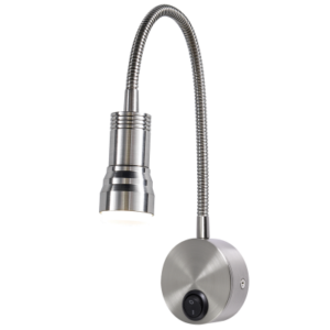 Brightstar WB219 Satin Metal LED Wall Light with Flexible Gooseneck Arm and Switch