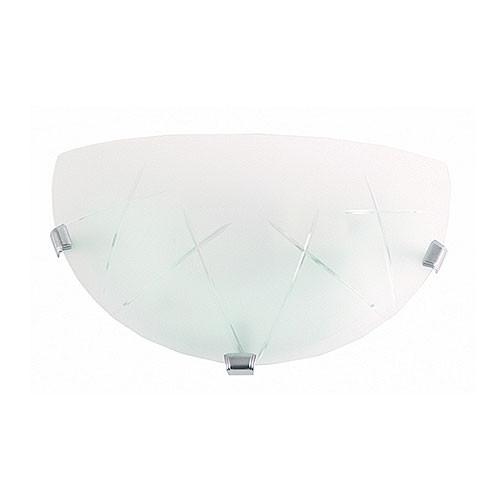 Metal Base With Thatched Straw Patterened Frosted Glass And Chrome Clips Wall Light