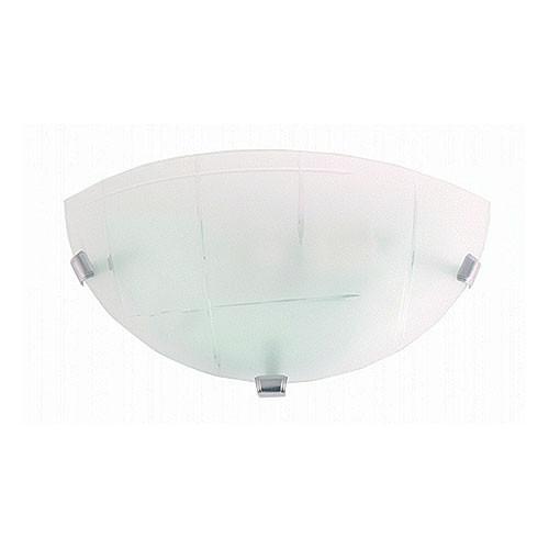Metal Base With Square Patterned Frosted Glass And Chrome Clips Wall Light