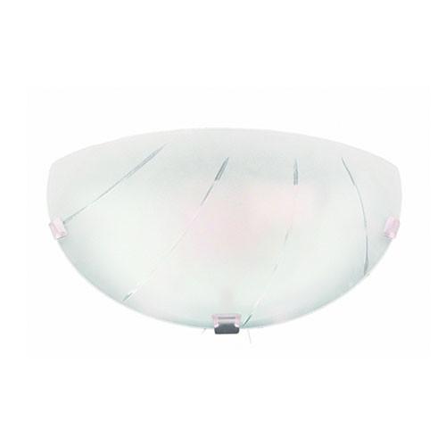 Metal Base With Linear Patterned Frosted Glass And Chrome Clips Wall Light