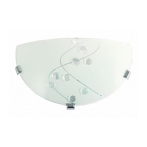 Metal Base With Patterned Frosted Glass And Chrome Clips Wall Light