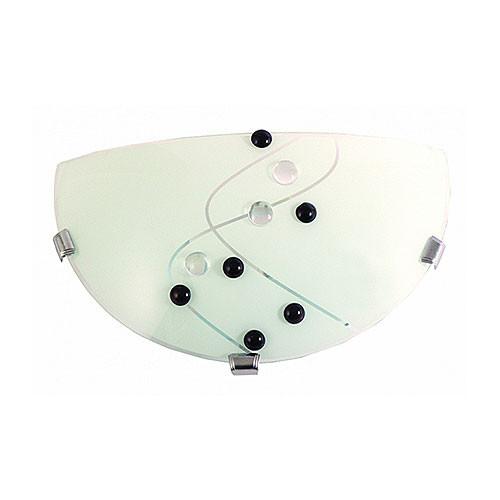 Metal Base With Black Cherry Patterned Frosted Glass And Chrome Clips Wall Light