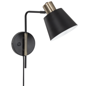 Brightstar WB374 Matt Black and Brass Wall Bracket with Moveable Arm and Swivel Head