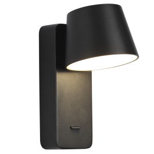 Brightstar Sand Black Aluminium and Acrylic LED Wall Bracket with Moveable Head, 7W, 4000K