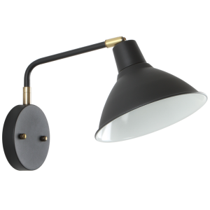 Brightstar WB383 Black Metal Wall Bracket with Moveable Head, Sand Black and Antique Brass Finish