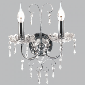 Brightstar Polished Chrome Wall Bracket with Crystals - 2 x 60W SES