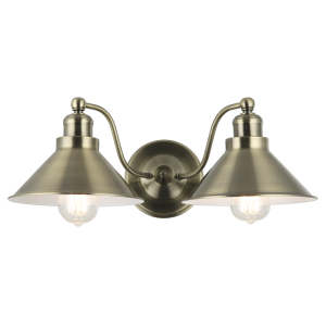 Brightstar WB397/2 Antique Brass Metal Wall Bracket (2 x 40W ES)