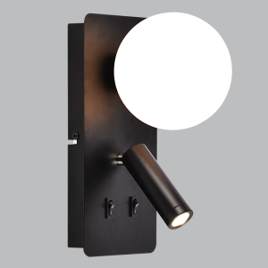 Brightstar WB400/2 Black Metal Wall Bracket with Dual Lighting for Reading and Picture Display