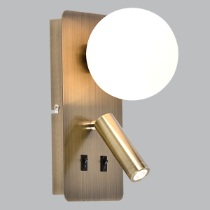 Brightstar WB402/2 Antique Metal Wall Bracket with Opal Plastic Cover and Dual Lighting (G9/LED)