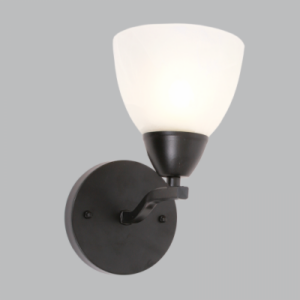 Brightstar WB452/1 Matt Black Metal Wall Bracket with Alabaster Glass