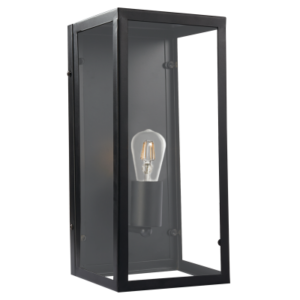 Brightstar WB712 Black Metal Wall Bracket with Clear Glass, 1 x 11W ES